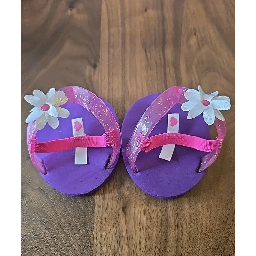 BABW‎ Build A Bear Daisy Pink Purple Sandals Summer Spring Flip Flop Shoes